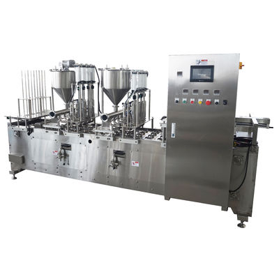 Máy niêm phong đầy cốc nhựa tuyến tính với hoạt động bán tự động-tự động đầy đủ